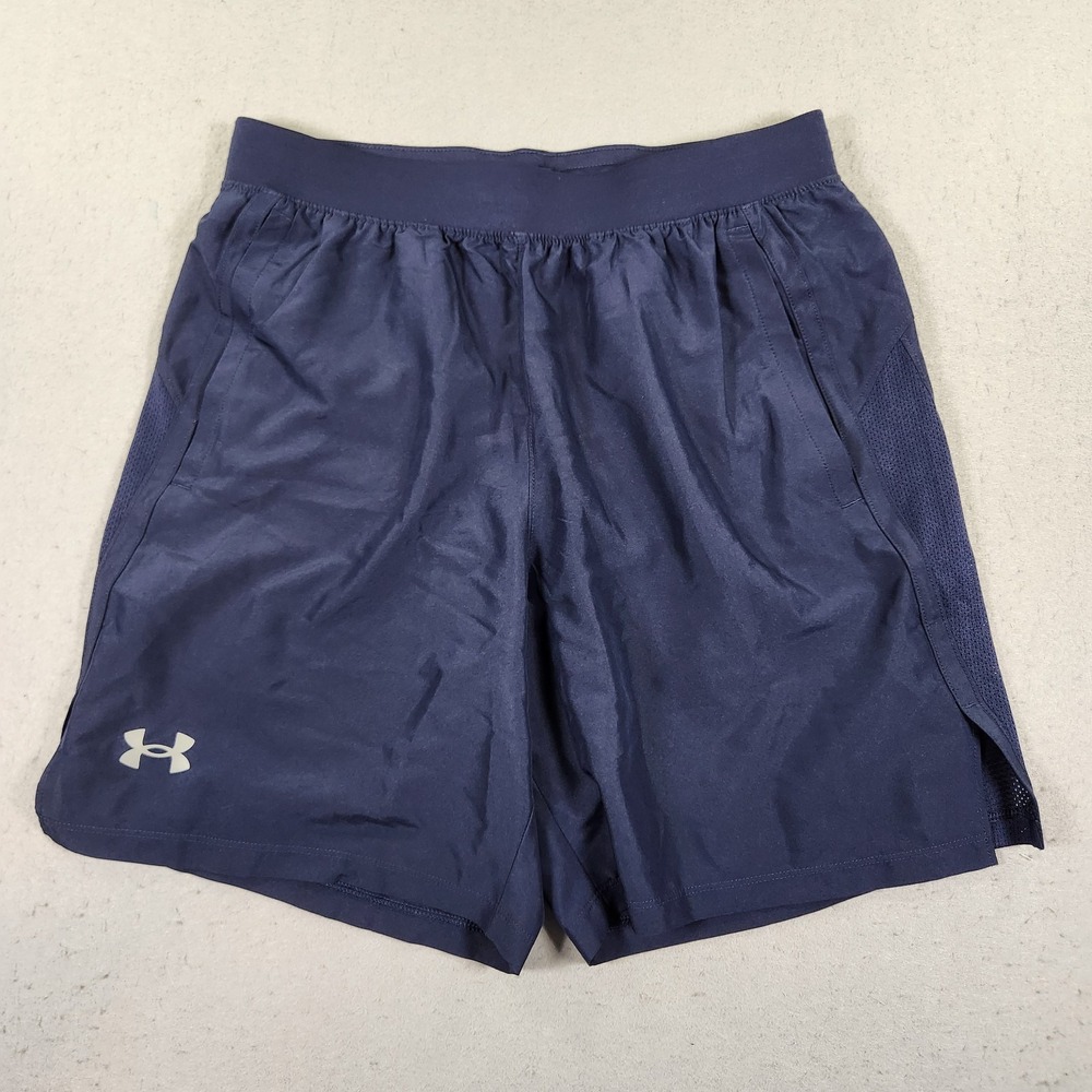 Under Armour UA launch 7" Men's Fitted Athletic Shorts Size Medium Navy NWT